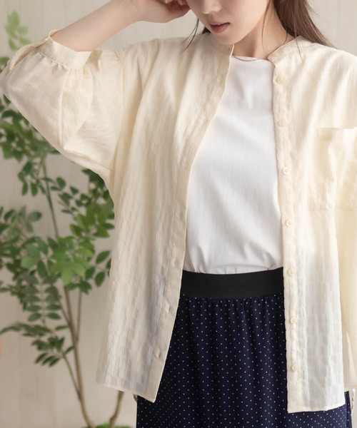 HusHusH（ハッシュアッシュ）の「HusHusH バンドカラー7分ブラウス（シャツ/ブラウス・レディース・アイボリー/ブラック/サックスブルー・M/L）」の7枚目の写真