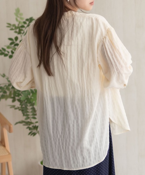 HusHusH（ハッシュアッシュ）の「HusHusH バンドカラー7分ブラウス（シャツ/ブラウス・レディース・アイボリー/ブラック/サックスブルー・M/L）」の9枚目の写真