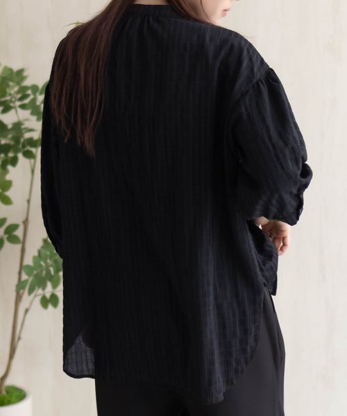 HusHusH（ハッシュアッシュ）の「HusHusH バンドカラー7分ブラウス（シャツ/ブラウス・レディース・アイボリー/ブラック/サックスブルー・M/L）」の15枚目の写真