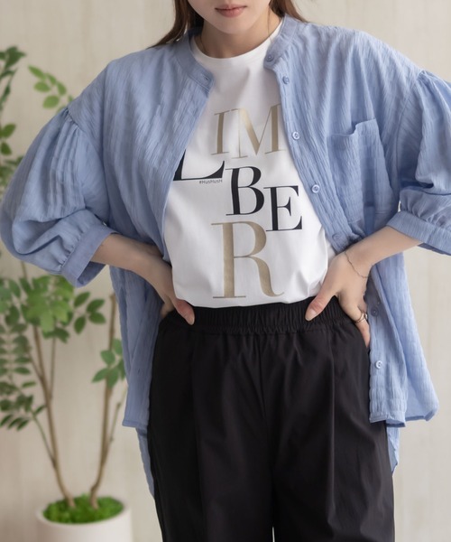 HusHusH（ハッシュアッシュ）の「HusHusH バンドカラー7分ブラウス（シャツ/ブラウス・レディース・アイボリー/ブラック/サックスブルー・M/L）」の18枚目の写真