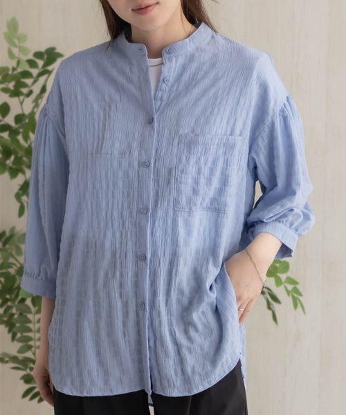 HusHusH（ハッシュアッシュ）の「HusHusH バンドカラー7分ブラウス（シャツ/ブラウス・レディース・アイボリー/ブラック/サックスブルー・M/L）」の20枚目の写真