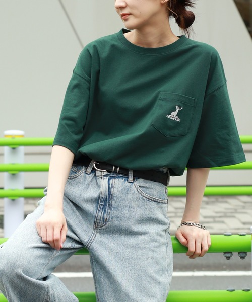 CAPTAIN STAG（キャプテンスタッグ）の「【CAPTAIN STAG/キャプテンスタッグ】ワンポイント刺繍ロゴ ポケット付き 半袖Ｔシャツ（Tシャツ/カットソー・メンズ・杢グレー/グリーン/ブルー/オフホワイト/ネイビー/ブラック・LL/L/M）」の4枚目の写真