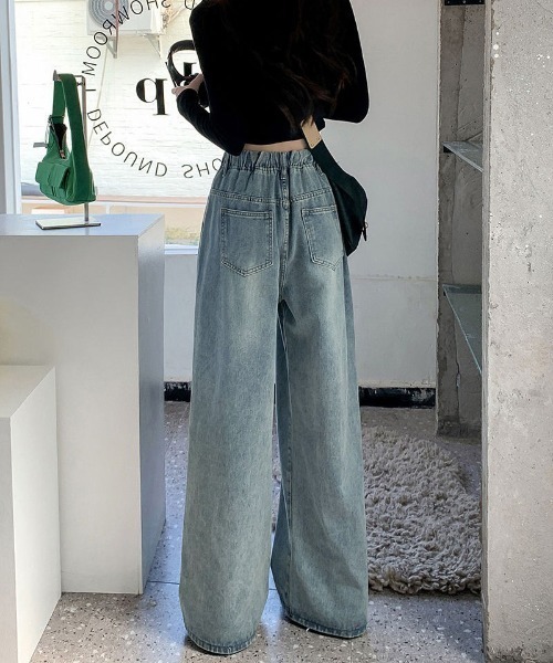 shoppinggo(ショッピングゴー)の「デニム ワイドパンツ ウエストゴム(デニムパンツ・レディース・ブルー系その他/ブルー・L/M)」の9枚目の写真