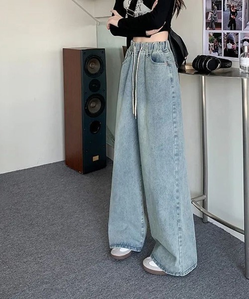 shoppinggo(ショッピングゴー)の「デニム ワイドパンツ ウエストゴム(デニムパンツ・レディース・ブルー系その他/ブルー・L/M)」の11枚目の写真