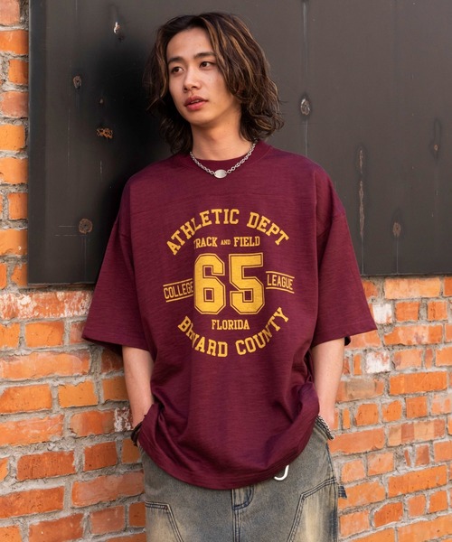 WEGO(ウィゴー)の「WEGO/【25年春夏新作】ナンバリングフットボールT(Tシャツ/カットソー・メンズ・ワイン/スミクロ・MEDIUM/LARGE)」の2枚目の写真