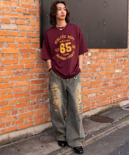 WEGO(ウィゴー)の「WEGO/【25年春夏新作】ナンバリングフットボールT(Tシャツ/カットソー・メンズ・ワイン/スミクロ・MEDIUM/LARGE)」の9枚目の写真