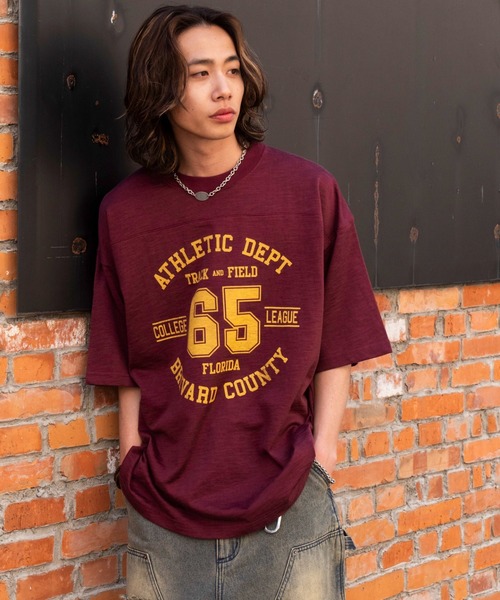 WEGO(ウィゴー)の「WEGO/【25年春夏新作】ナンバリングフットボールT(Tシャツ/カットソー・メンズ・ワイン/スミクロ・MEDIUM/LARGE)」の22枚目の写真