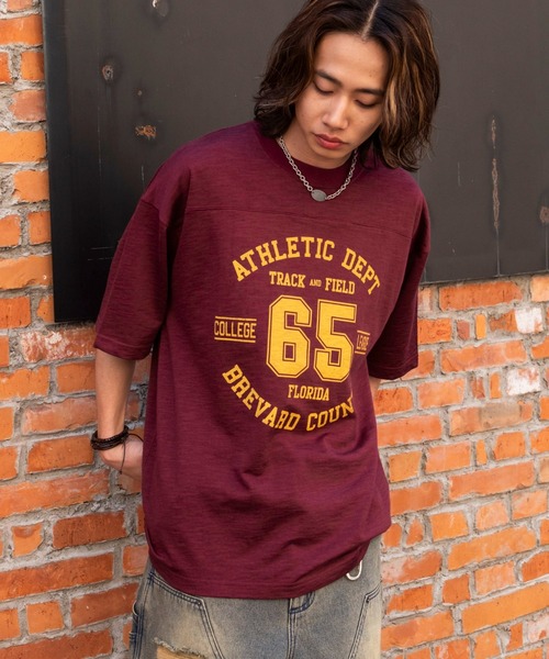 WEGO(ウィゴー)の「WEGO/【25年春夏新作】ナンバリングフットボールT(Tシャツ/カットソー・メンズ・ワイン/スミクロ・MEDIUM/LARGE)」の21枚目の写真