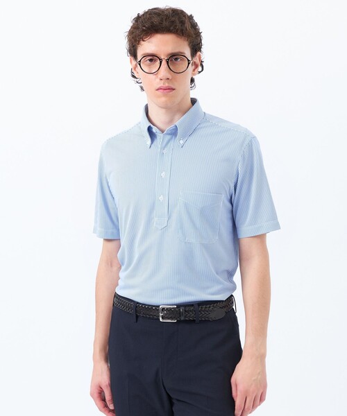 MACKINTOSH PHILOSOPHY（ﾏｯｷﾝﾄｯｼｭ ﾌｨﾛｿﾌｨｰ）の「トロッター 鹿の子ジャージー プリント柄バリエーション ボタンダウンポロ（ポロシャツ・メンズ・ネイビー/グレー系その他/ブルー/ブルー系その他7/ブルー系その他2/オフホワイト/ダークネイビー・40/38/42）」の4枚目の写真