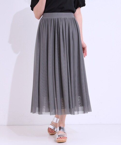 DRESKIP(ドレスキップ)の「【S-LL】歩くたび揺れる姿が美しい とろみチュールスカート(スカート・レディース・チャコールグレー/ライトグレー/ダークブラウン・01/02/03/04)」の1枚目の写真
