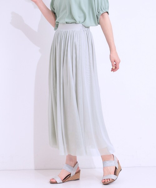 DRESKIP(ドレスキップ)の「【S-LL】歩くたび揺れる姿が美しい とろみチュールスカート(スカート・レディース・チャコールグレー/ライトグレー/ダークブラウン・01/02/03/04)」の2枚目の写真
