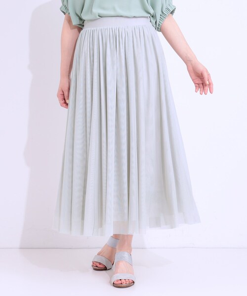 DRESKIP(ドレスキップ)の「【S-LL】歩くたび揺れる姿が美しい とろみチュールスカート(スカート・レディース・チャコールグレー/ライトグレー/ダークブラウン・01/02/03/04)」の12枚目の写真