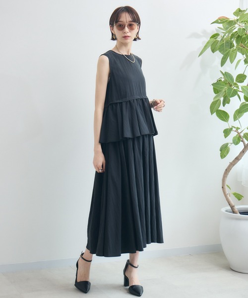 Paradise Picnic（パラダイスピクニック）の「Dignite Collier ギャザーフレアワンピース（ワンピース・レディース・ブラック/ブルー・FREE）」の8枚目の写真