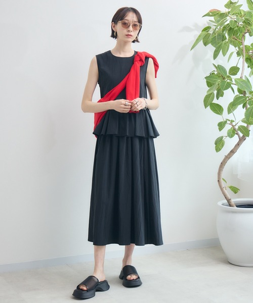 Paradise Picnic（パラダイスピクニック）の「Dignite Collier ギャザーフレアワンピース（ワンピース・レディース・ブラック/ブルー・FREE）」の6枚目の写真