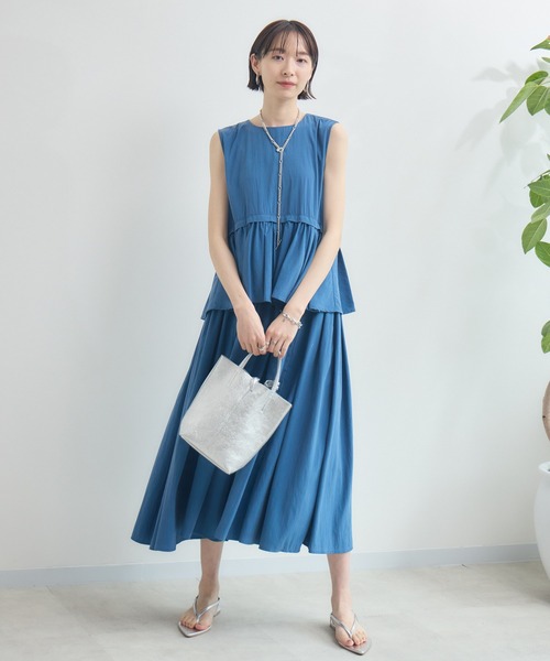 Paradise Picnic（パラダイスピクニック）の「Dignite Collier ギャザーフレアワンピース（ワンピース・レディース・ブラック/ブルー・FREE）」の3枚目の写真