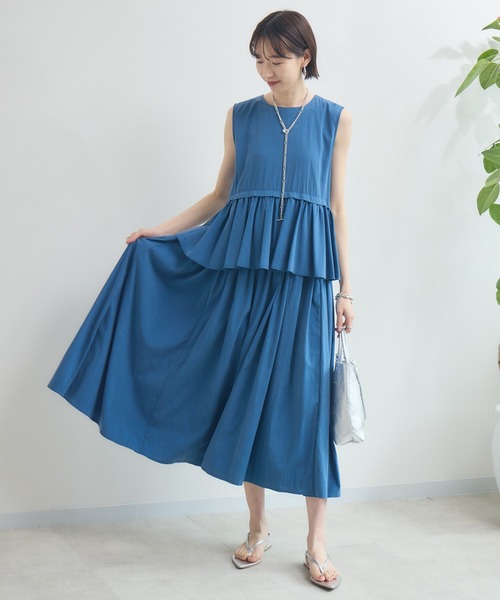 Paradise Picnic（パラダイスピクニック）の「Dignite Collier ギャザーフレアワンピース（ワンピース・レディース・ブラック/ブルー・FREE）」の21枚目の写真