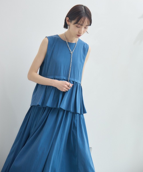 Paradise Picnic（パラダイスピクニック）の「Dignite Collier ギャザーフレアワンピース（ワンピース・レディース・ブラック/ブルー・FREE）」の18枚目の写真
