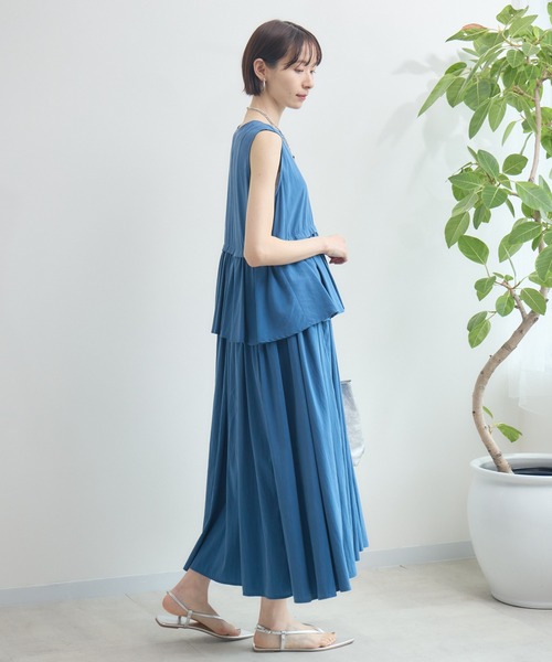 Paradise Picnic（パラダイスピクニック）の「Dignite Collier ギャザーフレアワンピース（ワンピース・レディース・ブラック/ブルー・FREE）」の20枚目の写真