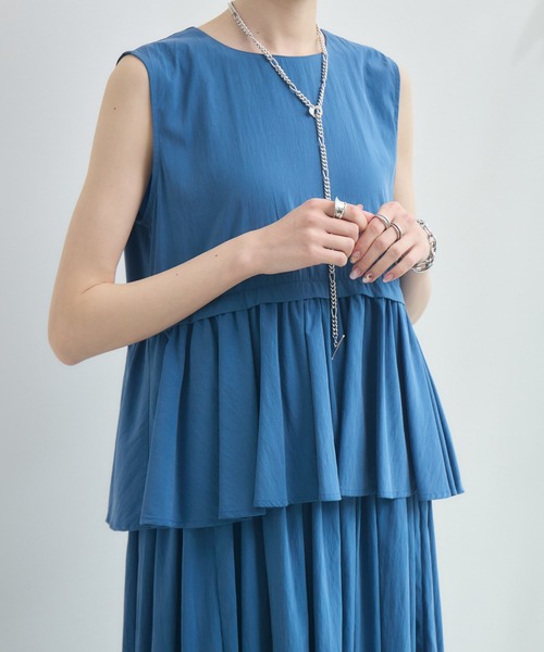 Paradise Picnic（パラダイスピクニック）の「Dignite Collier ギャザーフレアワンピース（ワンピース・レディース・ブラック/ブルー・FREE）」の17枚目の写真