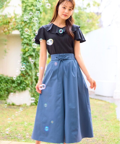 Feroux(フェルゥ)の「【洗える・撥水】レースアップガウチョ(その他パンツ・レディース・ブルー系/ダークブラウン系・1/2)」の1枚目の写真