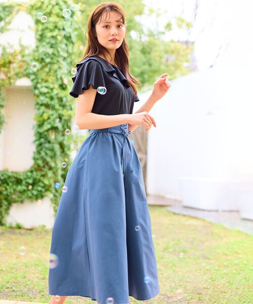 Feroux(フェルゥ)の「【洗える・撥水】レースアップガウチョ(その他パンツ・レディース・ブルー系/ダークブラウン系・1/2)」の5枚目の写真