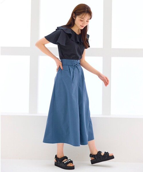 Feroux(フェルゥ)の「【洗える・撥水】レースアップガウチョ(その他パンツ・レディース・ブルー系/ダークブラウン系・1/2)」の7枚目の写真