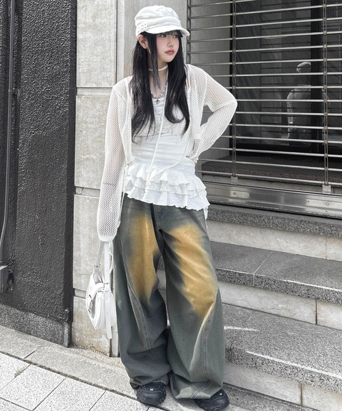 SPINNS(スピンズ)の「ブラスト加工ワイドバギーデニム/バレル・カーブシルエット(デニムパンツ・メンズ・ブルー系その他/ワンウォッシュ/ブラック・L/M)」の17枚目の写真