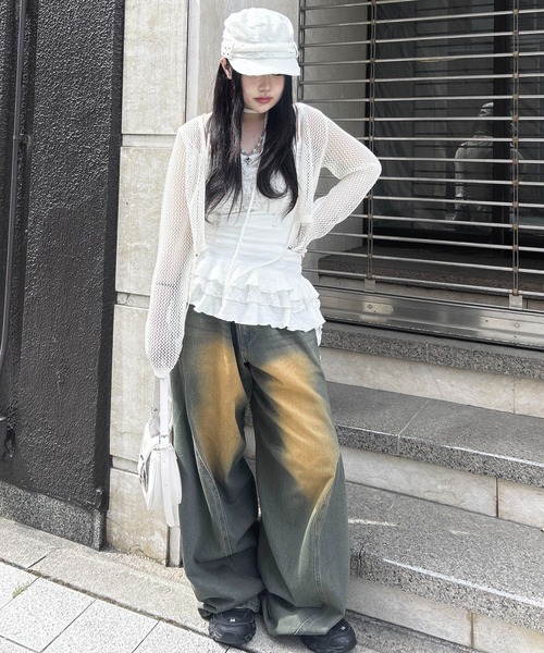 SPINNS(スピンズ)の「ブラスト加工ワイドバギーデニム/バレル・カーブシルエット(デニムパンツ・メンズ・ブルー系その他/ワンウォッシュ/ブラック・L/M)」の18枚目の写真