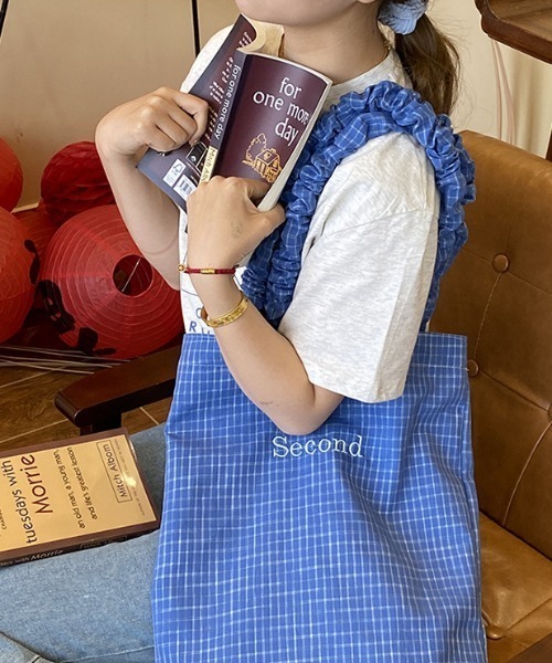 mebole(メボレ)の「Second Plaid Tote bag(トートバッグ・レディース・ブルー/ホワイト/ライトグリーン・FREE)」の18枚目の写真