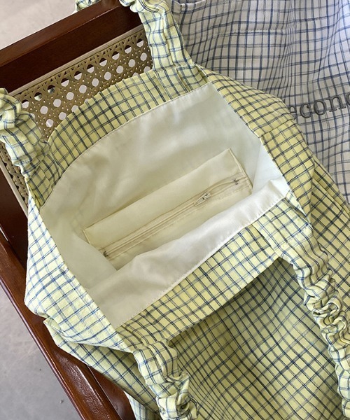 mebole(メボレ)の「Second Plaid Tote bag(トートバッグ・レディース・ブルー/ホワイト/ライトグリーン・FREE)」の8枚目の写真