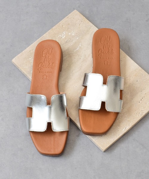 inter-chaussures（インターショシュール）の「【Oh my Sandals】スクエアトウフラットミュールサンダル(E52200)（サンダル・レディース・ブラック/ブラウン/シルバー・35/37/38/36/39）」の3枚目の写真