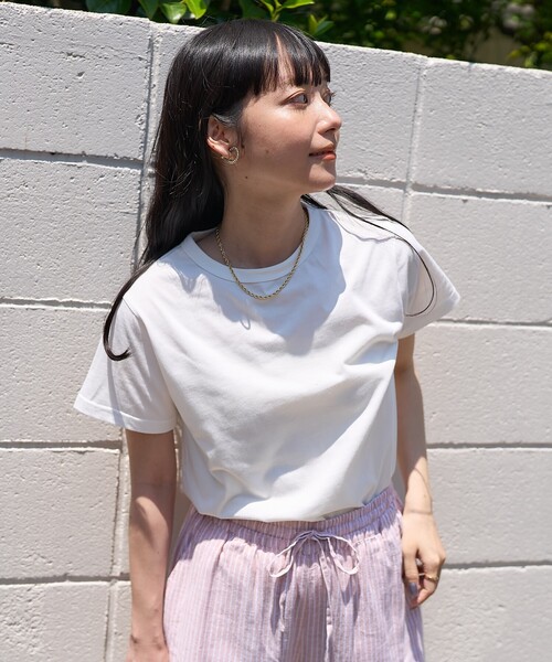 FREAK'S STORE(フリークスストア)の「<UVカット/接触冷感>COOLPASS コンパクトベーシックTシャツ(Tシャツ/カットソー・レディース・オフホワイト/ブラック/ピンク/その他13・フリ-)」の2枚目の写真