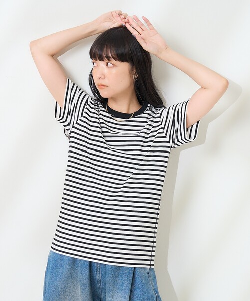 FREAK'S STORE(フリークスストア)の「<UVカット/接触冷感>COOLPASS コンパクトベーシックTシャツ(Tシャツ/カットソー・レディース・オフホワイト/ブラック/ピンク/その他13・フリ-)」の4枚目の写真