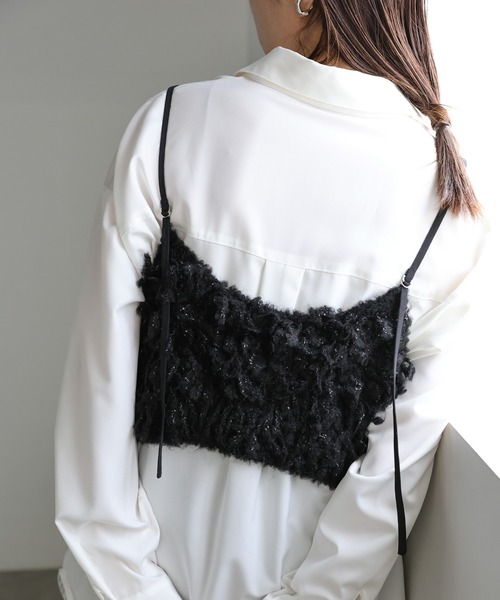 select MOCA（セレクトモカ）の「ウールミックスニットビスチェ（ベスト・レディース・アイボリー/ブラック/チャコールグレー・FREE）」の3枚目の写真