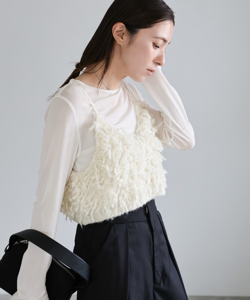 select MOCA（セレクトモカ）の「ウールミックスニットビスチェ（ベスト・レディース・アイボリー/ブラック/チャコールグレー・FREE）」の8枚目の写真