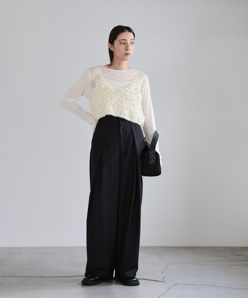 select MOCA（セレクトモカ）の「ウールミックスニットビスチェ（ベスト・レディース・アイボリー/ブラック/チャコールグレー・FREE）」の4枚目の写真