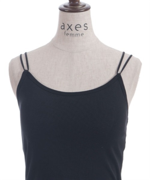 axes femme POETIQUE(アクシーズファムポエティック)の「ダブルクロスカップ付インナー(キャミソール・レディース・ブラック/ホワイト・FREE)」の3枚目の写真