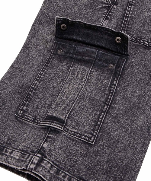 PUNYUS（プニュズ）の「デニムカーゴハーフパンツ（デニムパンツ・レディース・ブラック・1/2/3/4）」の14枚目の写真