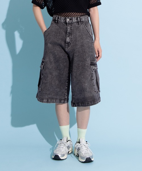 PUNYUS（プニュズ）の「デニムカーゴハーフパンツ（デニムパンツ・レディース・ブラック・1/2/3/4）」の20枚目の写真