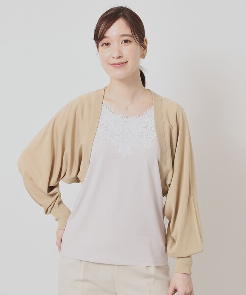 ITS'DEMO（イッツデモ）の「◆【UV／接触冷感／毛玉防止／手洗い可】ニットボレロ（カーディガン/ボレロ・レディース・ベージュ/オレンジ/オフホワイト/ブラック・00）」の3枚目の写真