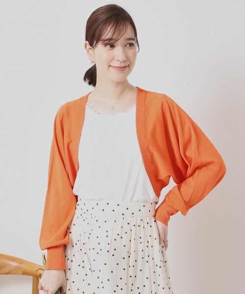 ITS'DEMO（イッツデモ）の「◆【UV／接触冷感／毛玉防止／手洗い可】ニットボレロ（カーディガン/ボレロ・レディース・ベージュ/オレンジ/オフホワイト/ブラック・00）」の4枚目の写真