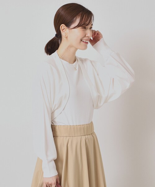 ITS'DEMO（イッツデモ）の「◆【UV／接触冷感／毛玉防止／手洗い可】ニットボレロ（カーディガン/ボレロ・レディース・ベージュ/オレンジ/オフホワイト/ブラック・00）」の5枚目の写真