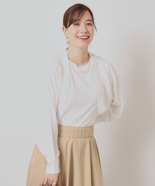 ITS'DEMO（イッツデモ）の「◆【UV／接触冷感／毛玉防止／手洗い可】ニットボレロ（カーディガン/ボレロ・レディース・ベージュ/オレンジ/オフホワイト/ブラック・00）」の6枚目の写真