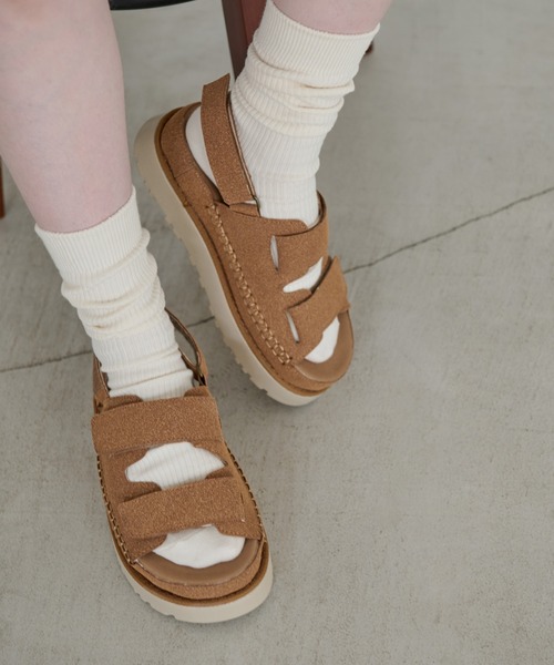 Crisp（クリスプ）の「ダブルベルト厚底サンダル（サンダル・レディース・ブラウン/ブラック・37/38/36/39）」の12枚目の写真