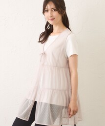 セール】バックリボン ボーダーチュニック（Tシャツ/カットソー）｜TO