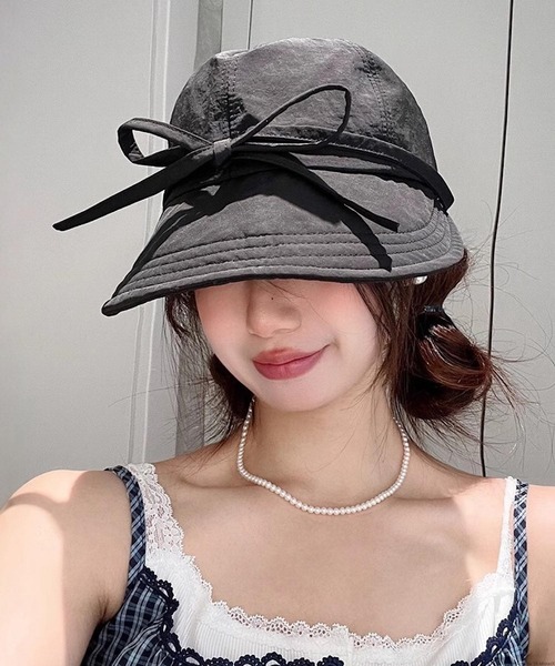 TONE SELECT GOODS（トーンセレクトグッズ）の「pur chouchou/つば広 リボン キャップ P4455（キャップ・レディース・グリーン/ベージュ/ブラック・FREE）」の2枚目の写真