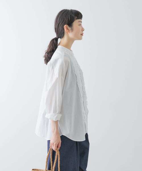 かぐれ　新品タグつき　コットンワッシャーフリルワイドシャツ　アーバンリサーチ かぐれ 新品タグつき コットンワッシャーフリルワイドシャツ アーバン