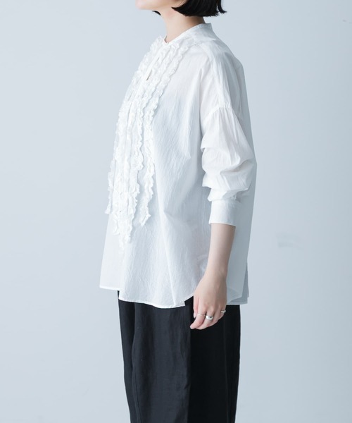 かぐれ（カグレ）の「コットンワッシャーフリルワイドシャツ（シャツ