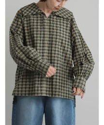 FIL DE FER | サッカーチェック　ビッグカラーブラウス(シャツ/ブラウス)