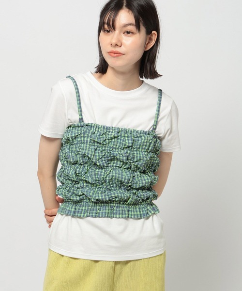 【送料無料/新品】 セール】シャーリングチェックビスチェ（その他トップス）｜niko トップス